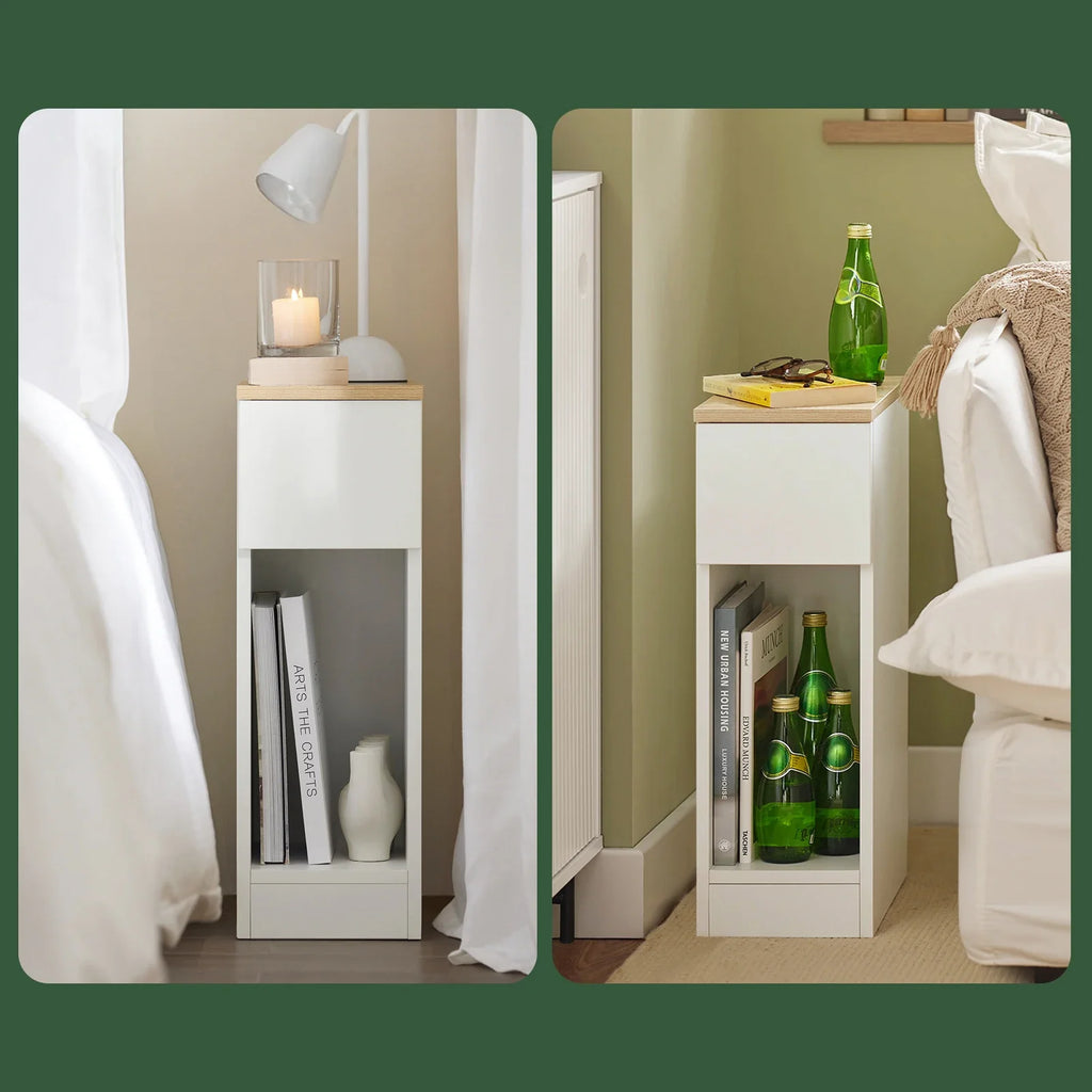Arvion - Set di 2 Comodini Stretti con Cassetto per Boxspring o Divano