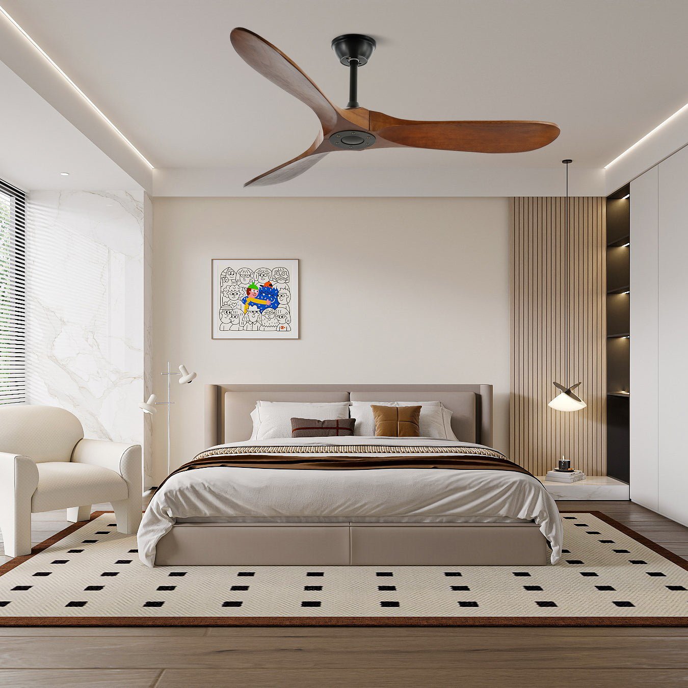 Clivara - Ventilatore da soffitto con telecomando Design moderno silenzioso