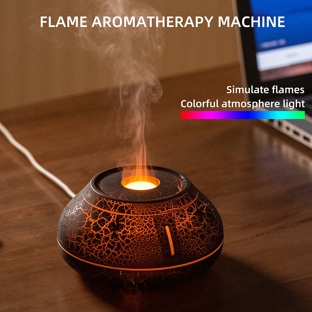 Umidificatore a Ultrasuoni Rottura Fiamma Vulcanica Diffusore di Olio Essenziale Nebulizzatore Freddo Lampada a LED Diffusore di Olio Essenziale