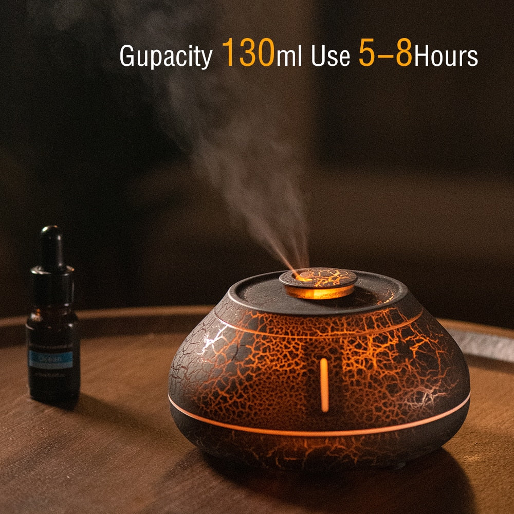 Umidificatore a Ultrasuoni Rottura Fiamma Vulcanica Diffusore di Olio Essenziale Nebulizzatore Freddo Lampada a LED Diffusore di Olio Essenziale