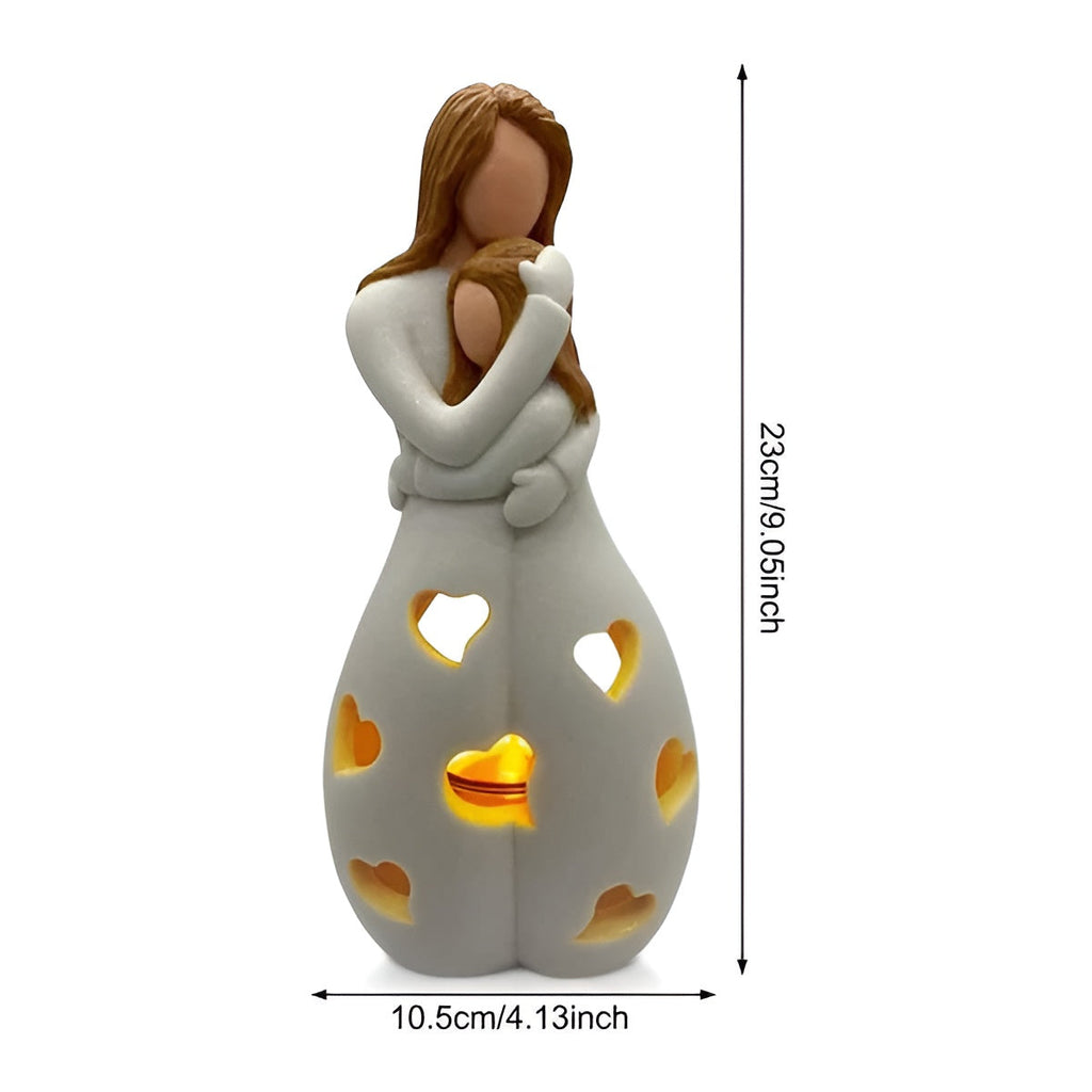 Figura di Madre e Figlia Abbracciante Porta Candela Flickering - LoveGlow