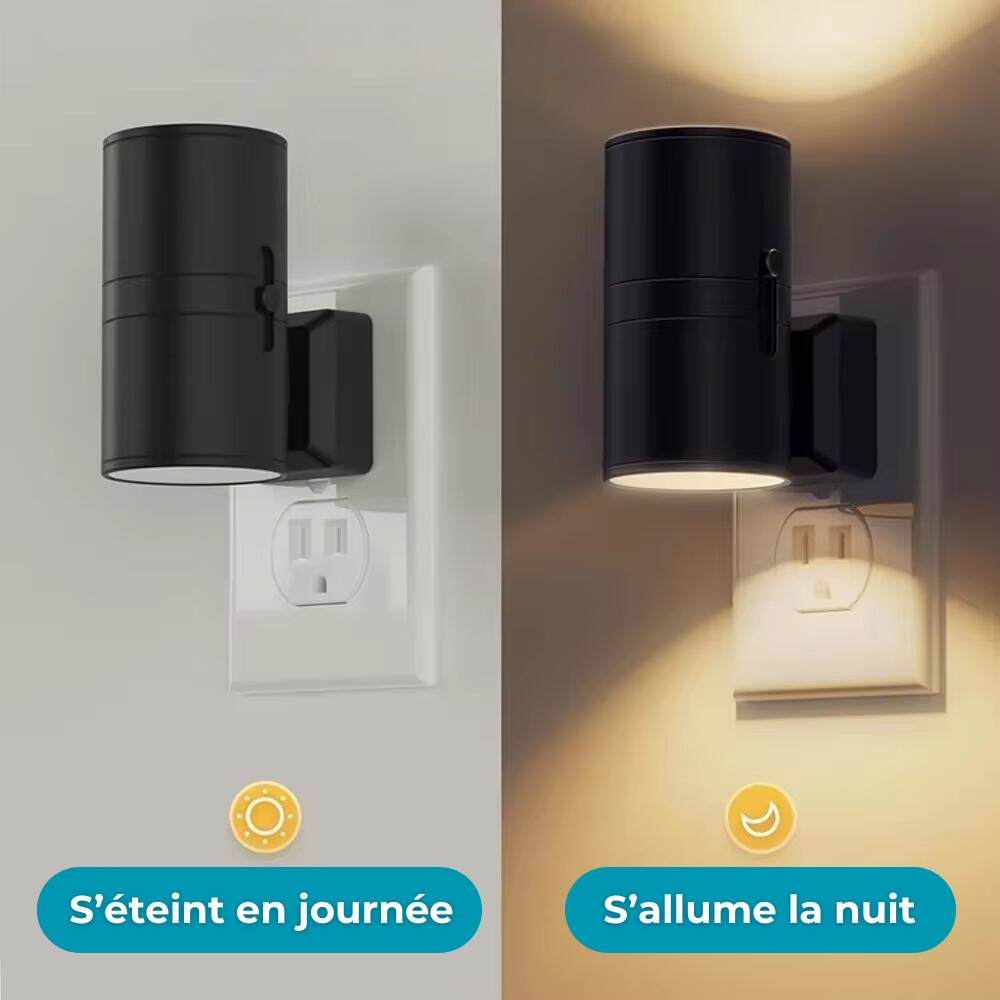 Luce notturna con presa e rilevamento della luminosità con luminosità regolabile