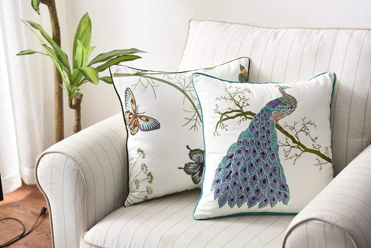 Lunira - Cuscino Decorativo con Ricamo in Stile Rustico