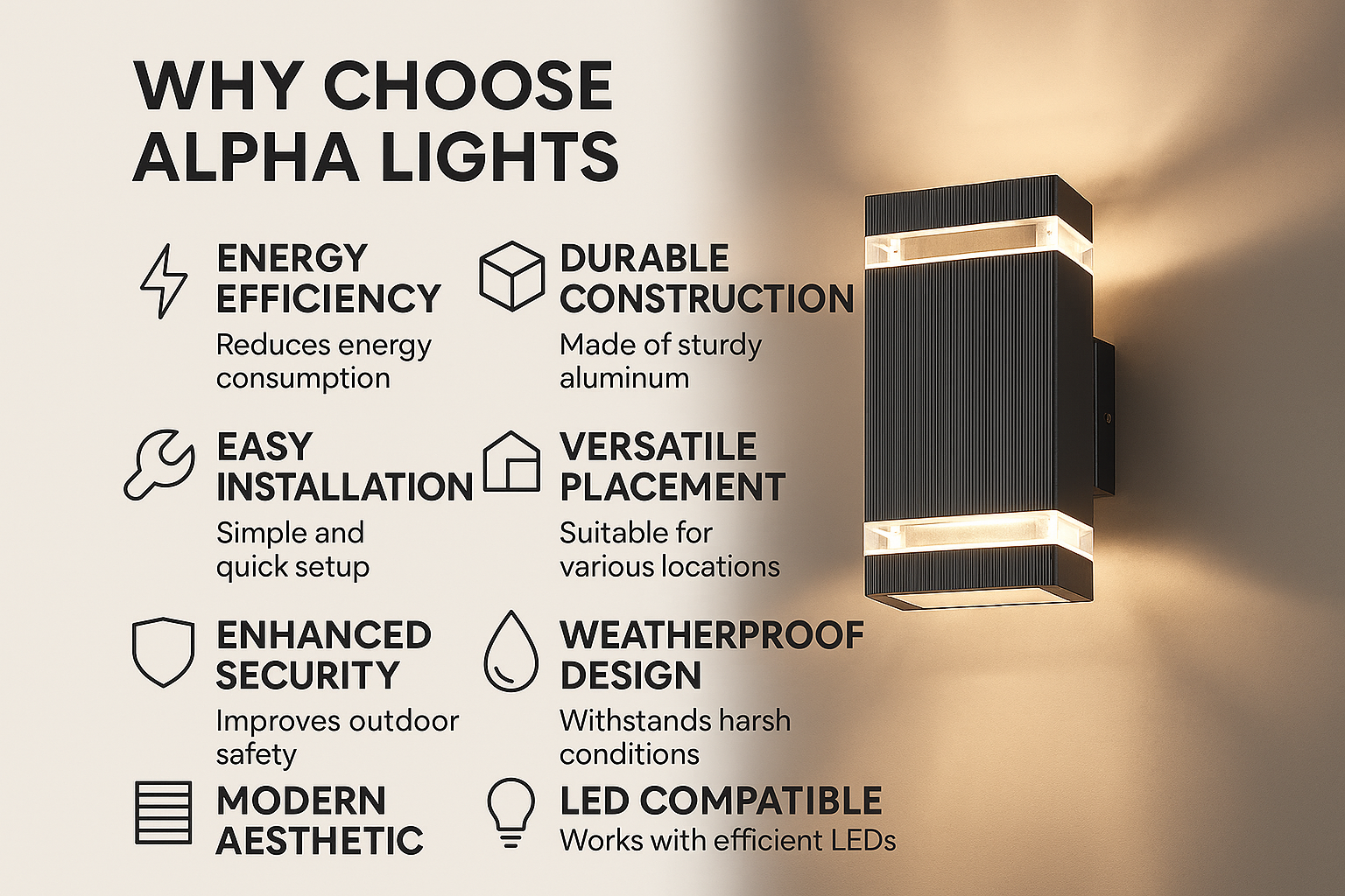 Lampada da Parete Esterna Moderna con Luce Su e Giù e Design Resistente alle Intemperie
