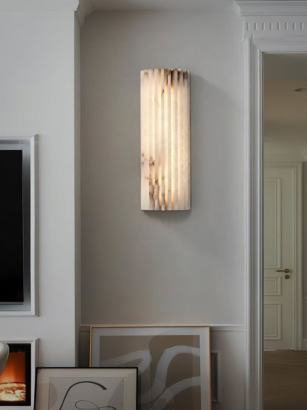 Campbell | Applique da Parete in Alabastro di Lusso, Lampada da Parete LED Moderna per Soggiorno, Camera da Letto e Corridoi