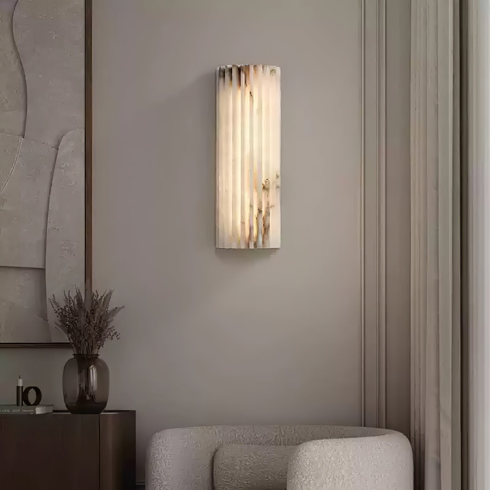 Campbell | Applique da Parete in Alabastro di Lusso, Lampada da Parete LED Moderna per Soggiorno, Camera da Letto e Corridoi