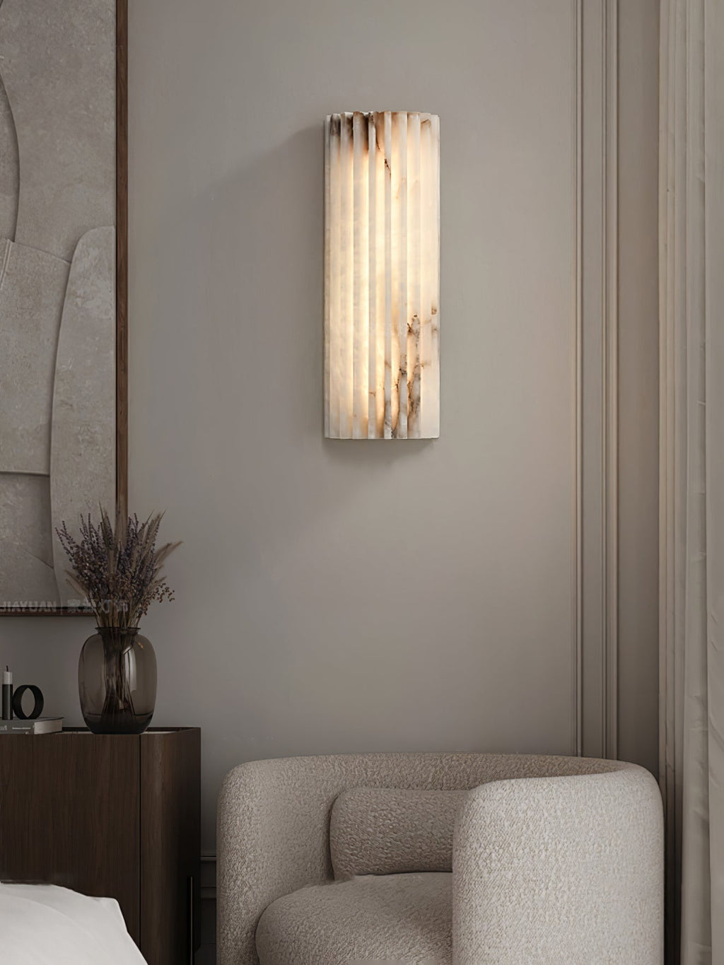 Campbell | Applique da Parete in Alabastro di Lusso, Lampada da Parete LED Moderna per Soggiorno, Camera da Letto e Corridoi
