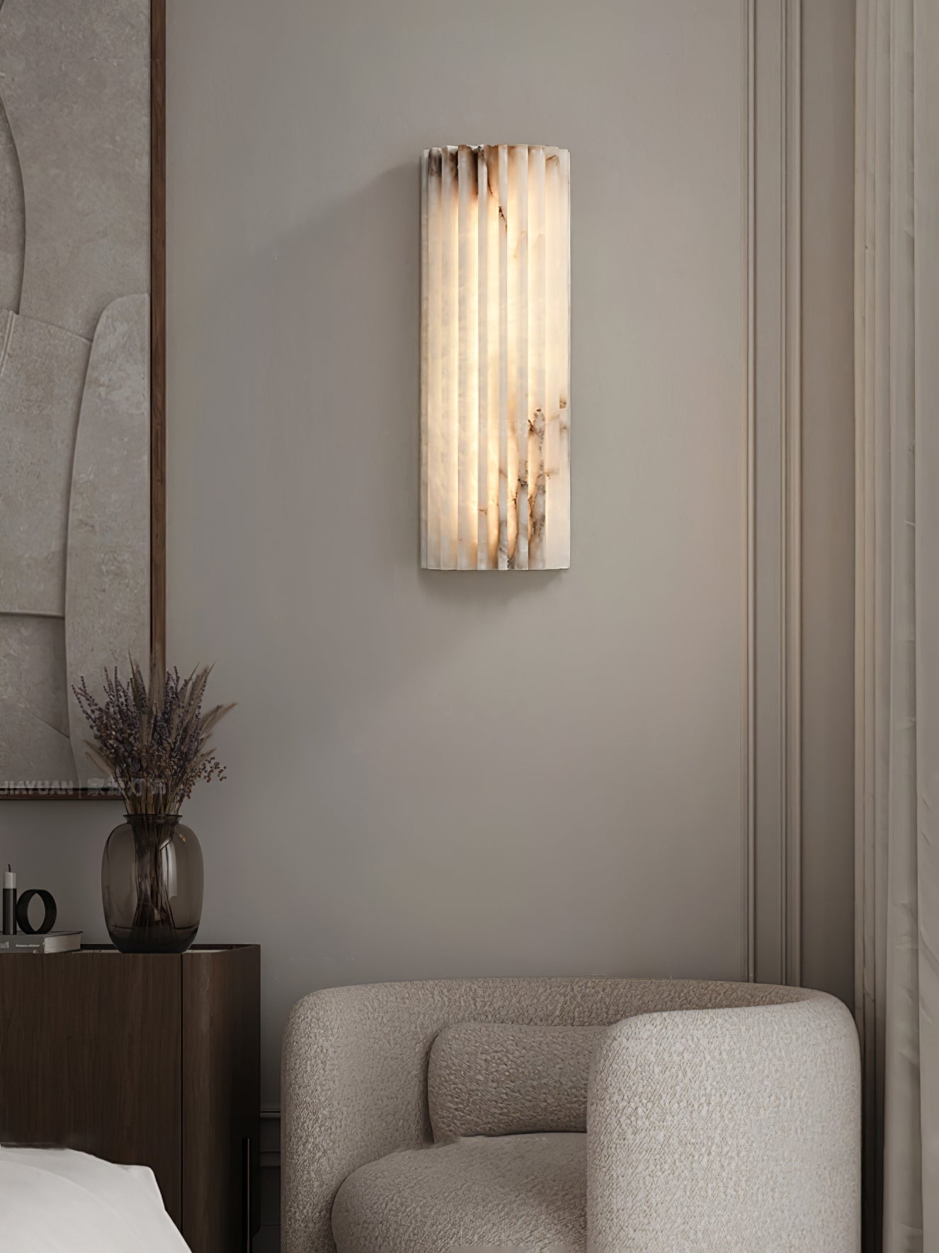 Campbell | Applique da Parete in Alabastro di Lusso, Lampada da Parete LED Moderna per Soggiorno, Camera da Letto e Corridoi