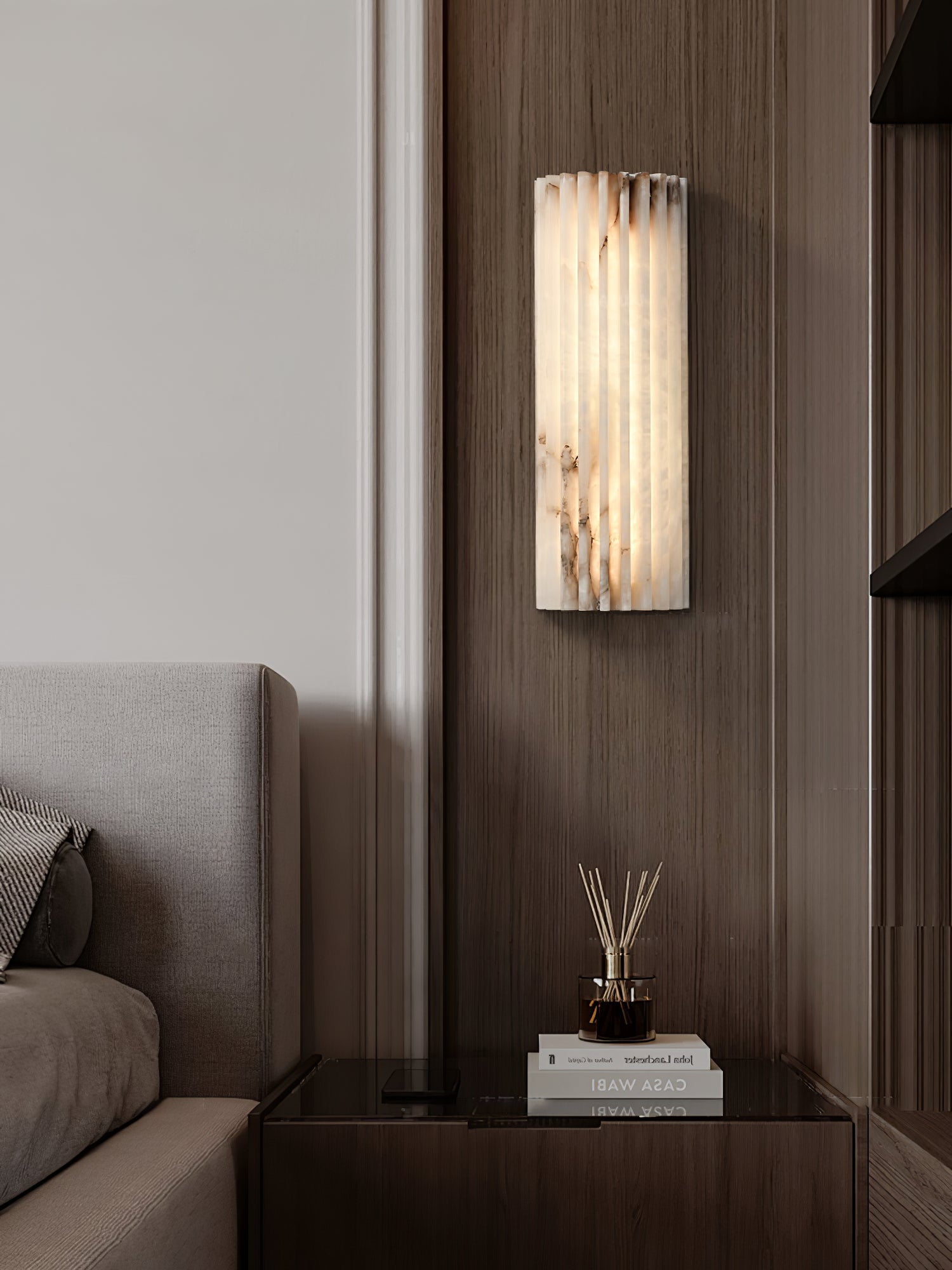 Campbell | Applique da Parete in Alabastro di Lusso, Lampada da Parete LED Moderna per Soggiorno, Camera da Letto e Corridoi