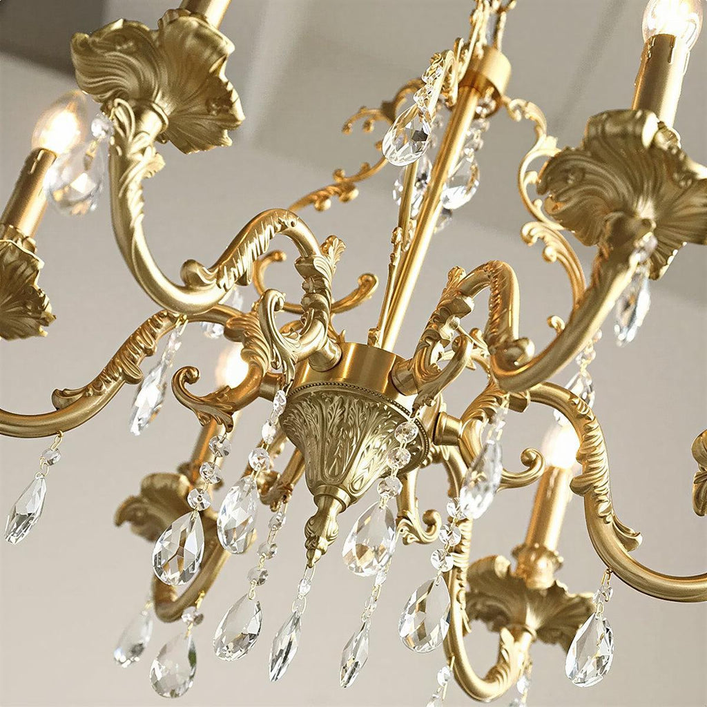 Candelabro di Cristallo Antico con Finitura Oro Tradizionale