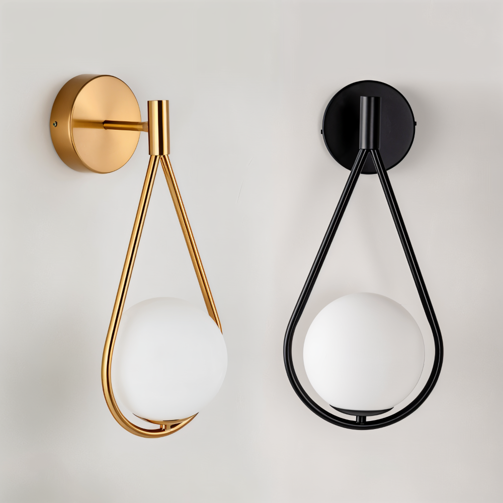Luméa – Applique a forma di goccia in design di vetro con telaio metallico artistico