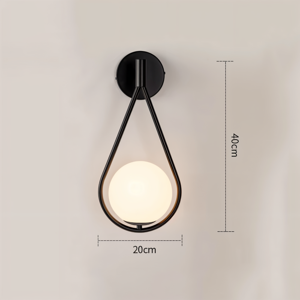 Luméa – Applique a forma di goccia in design di vetro con telaio metallico artistico