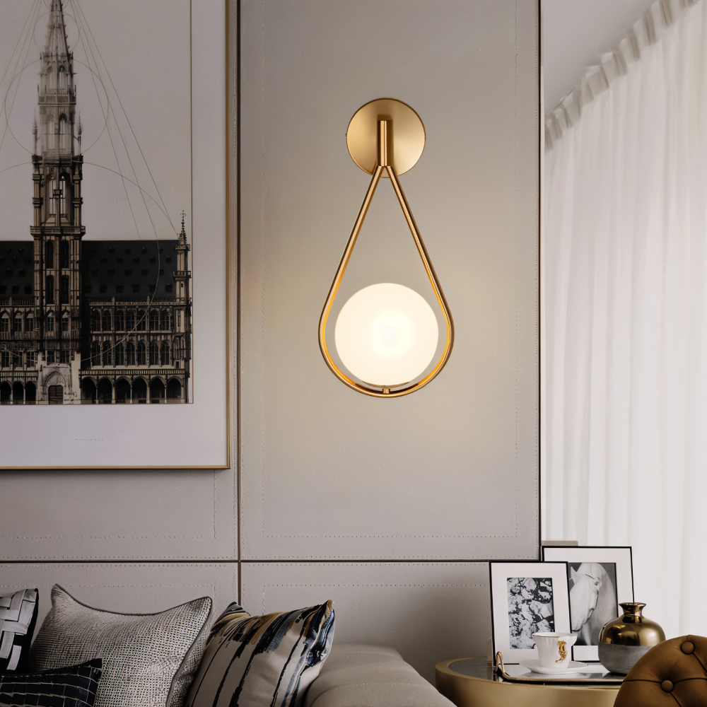 Luméa – Applique a forma di goccia in design di vetro con telaio metallico artistico