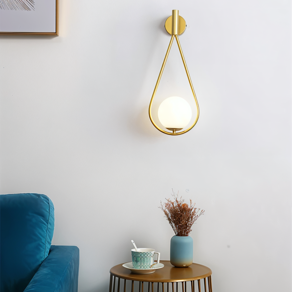 Luméa – Applique a forma di goccia in design di vetro con telaio metallico artistico