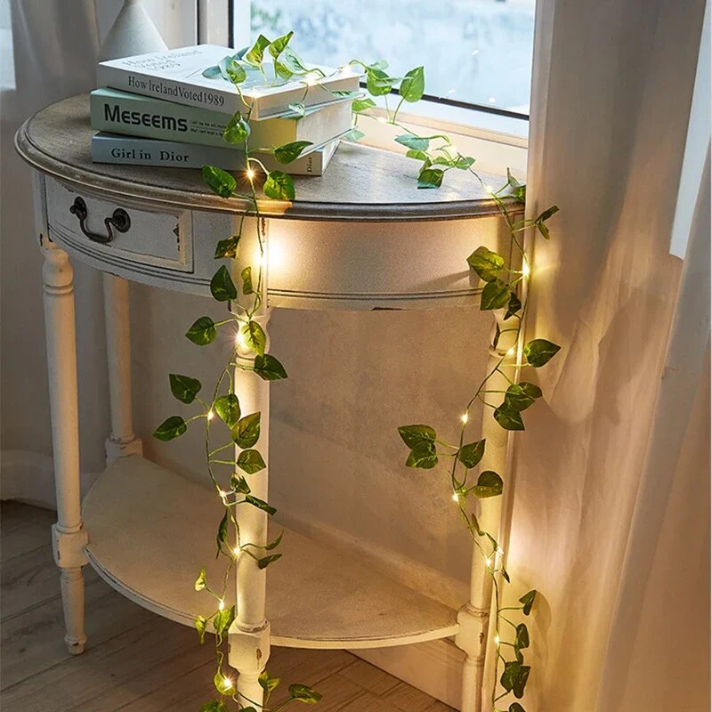 Lampada da esterno per piante | Catena luminosa LED solare con edera | Luce calda | Vinelume