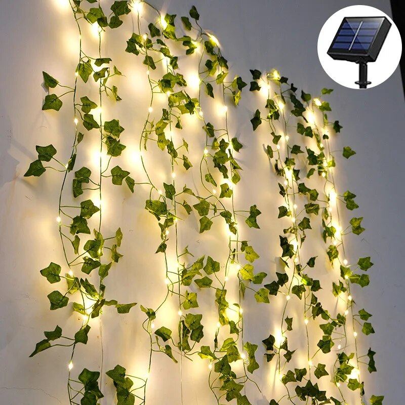 Lampada da esterno per piante | Catena luminosa LED solare con edera | Luce calda | Vinelume