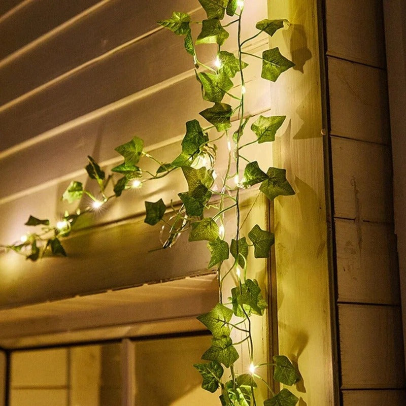 Lampada da esterno per piante | Catena luminosa LED solare con edera | Luce calda | Vinelume