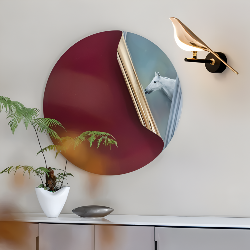 Aves Glow – Lampada da Parete Oro con Design di Uccello Rotante e Illuminazione a LED