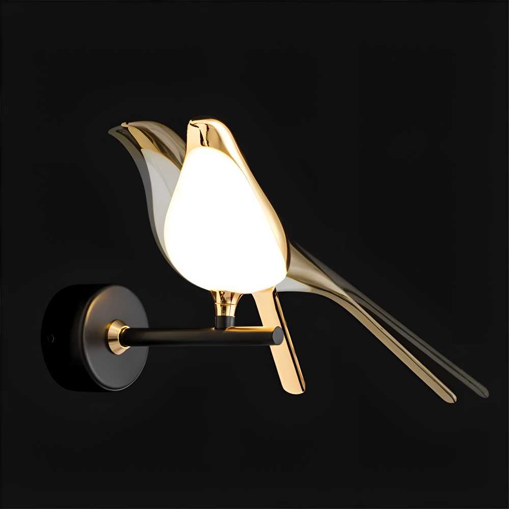 Aves Glow – Lampada da Parete Oro con Design di Uccello Rotante e Illuminazione a LED