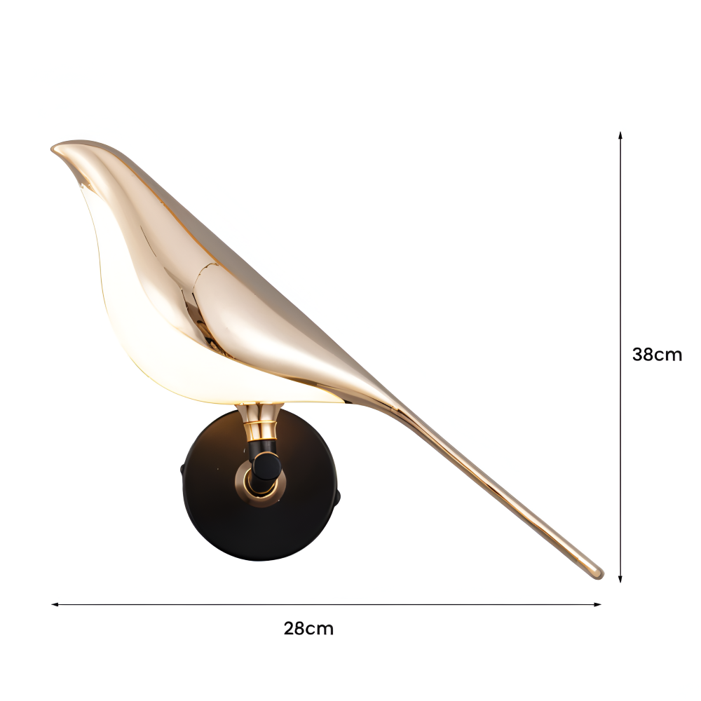 Aves Glow – Lampada da Parete Oro con Design di Uccello Rotante e Illuminazione a LED