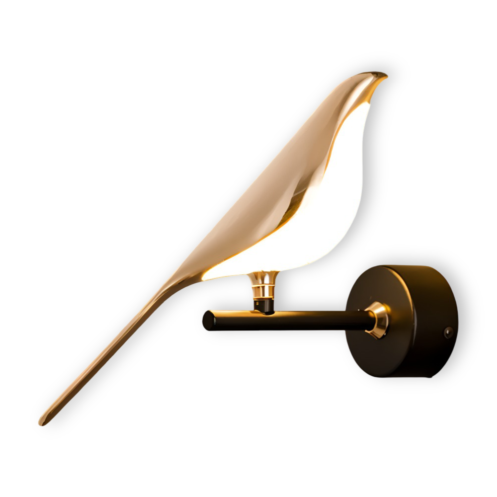 Aves Glow – Lampada da Parete Oro con Design di Uccello Rotante e Illuminazione a LED