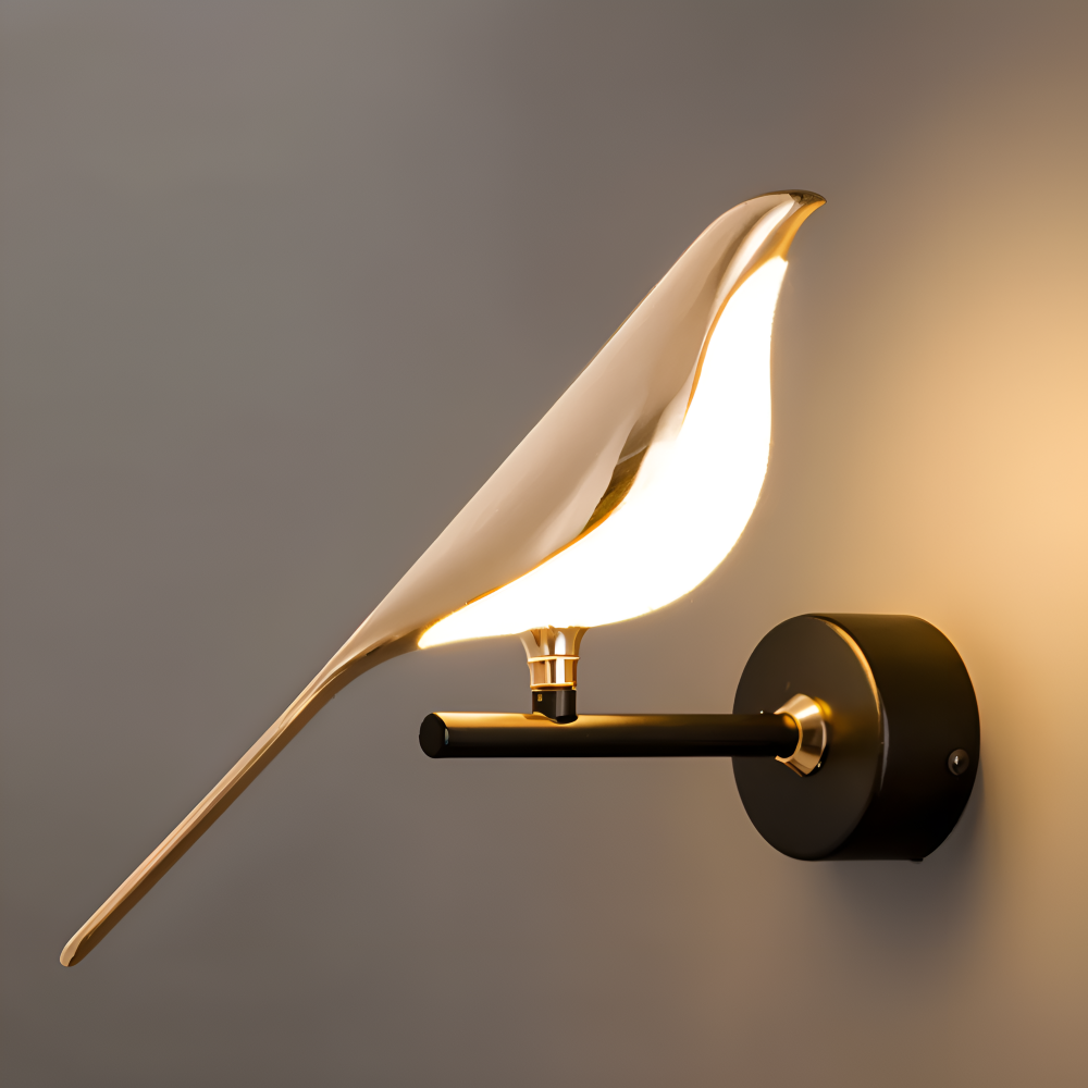 Aves Glow – Lampada da Parete Oro con Design di Uccello Rotante e Illuminazione a LED