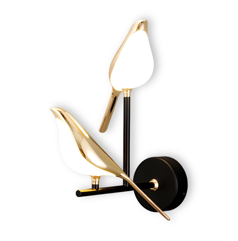 Aves Glow – Lampada da Parete Oro con Design di Uccello Rotante e Illuminazione a LED