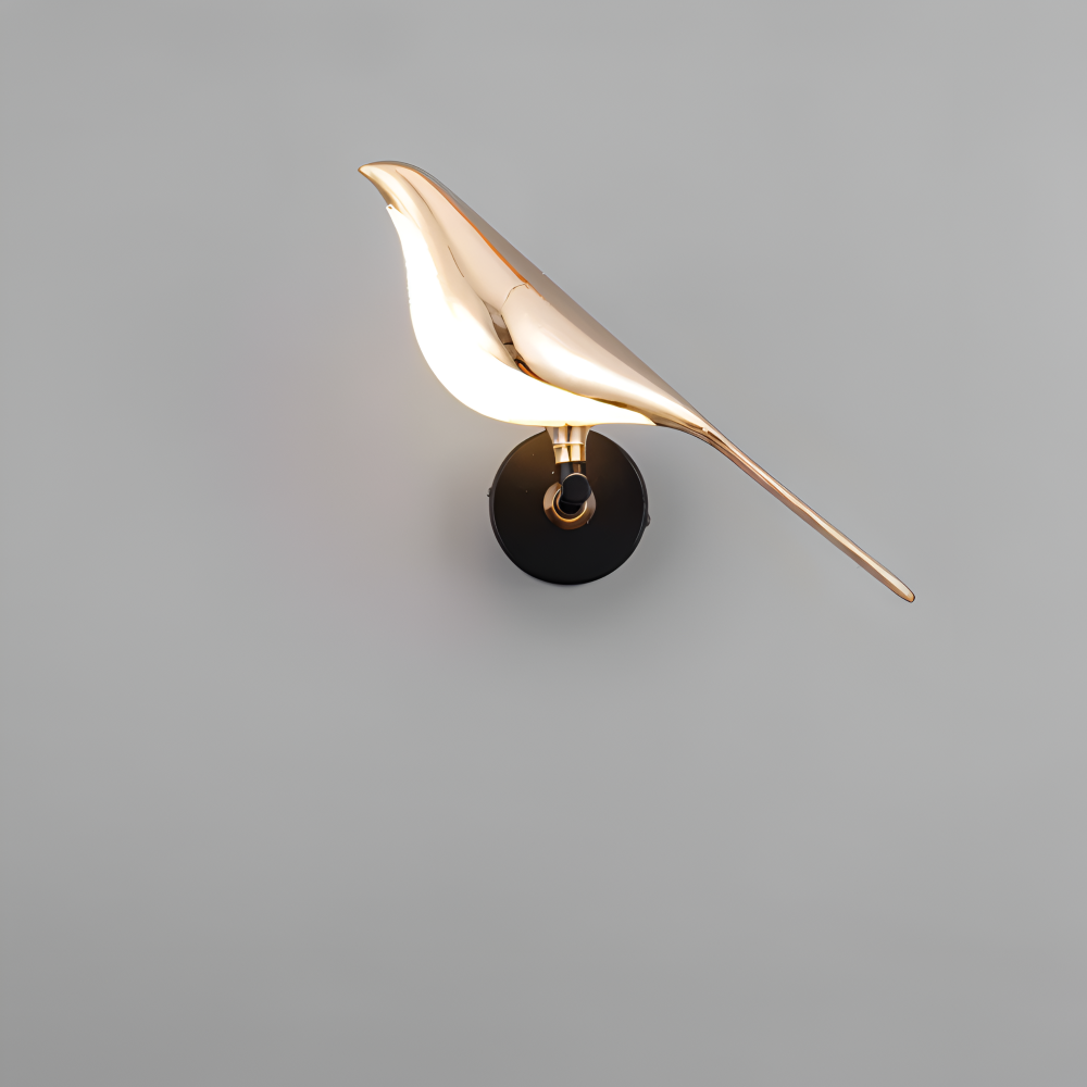 Aves Glow – Lampada da Parete Oro con Design di Uccello Rotante e Illuminazione a LED