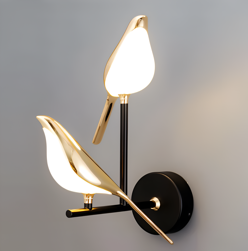 Aves Glow – Lampada da Parete Oro con Design di Uccello Rotante e Illuminazione a LED