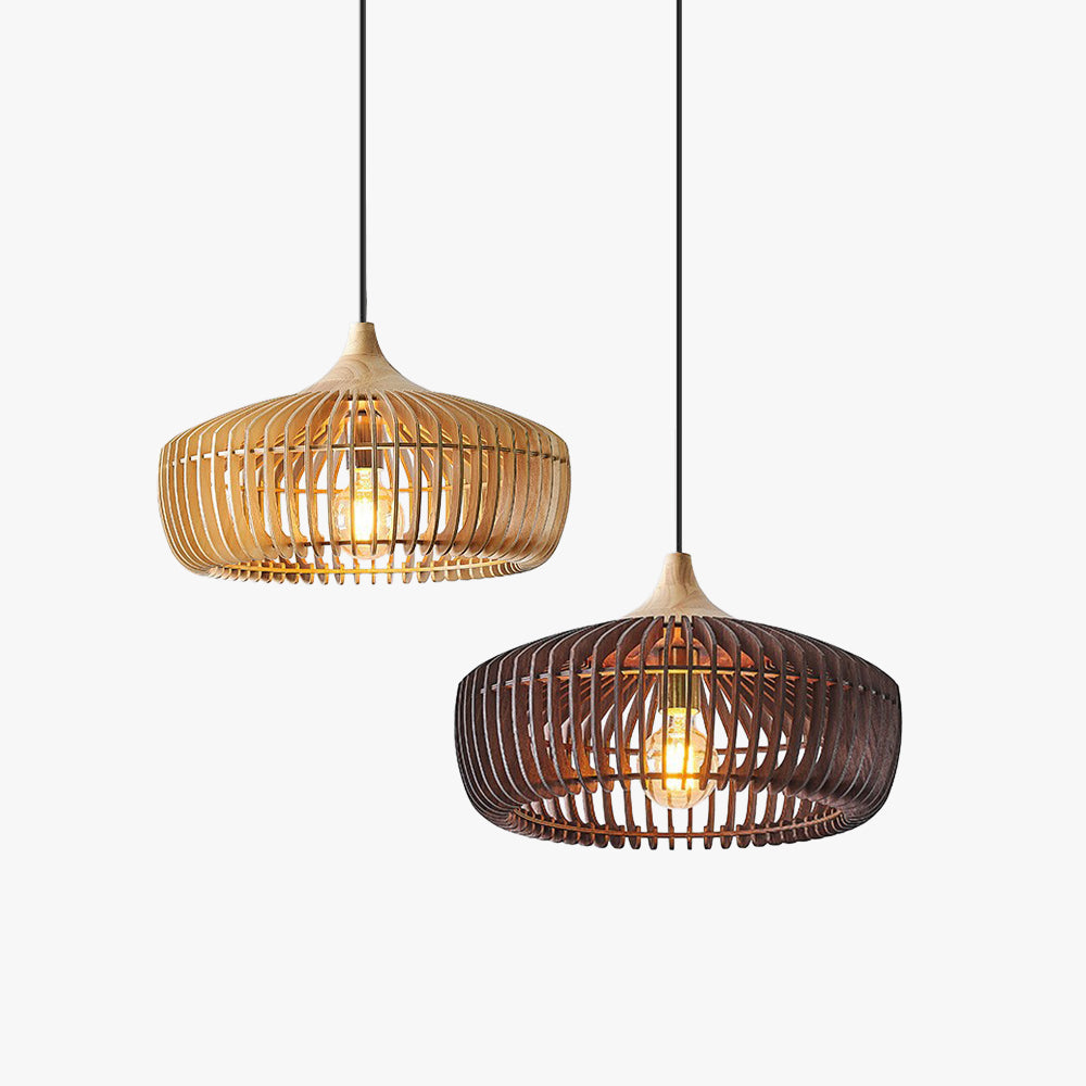 Vireye | Lampada a sospensione in legno nordico giapponese con design a cupola per soggiorni e aree pranzo