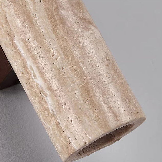 Nordivea Lampada da Parete in Travertino | Design Scandinavo | 2-Luci | Legno & Travertino