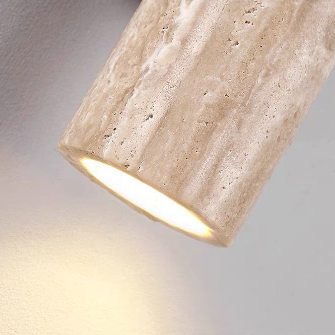 Nordivea Lampada da Parete in Travertino | Design Scandinavo | 2-Luci | Legno & Travertino