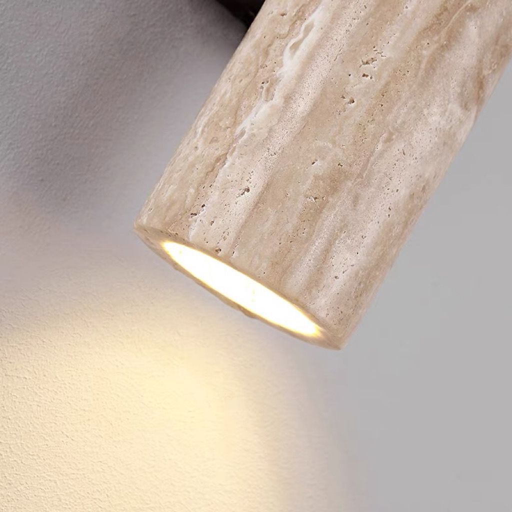 Nordivea Lampada da Parete in Travertino | Design Scandinavo | 2-Luci | Legno & Travertino