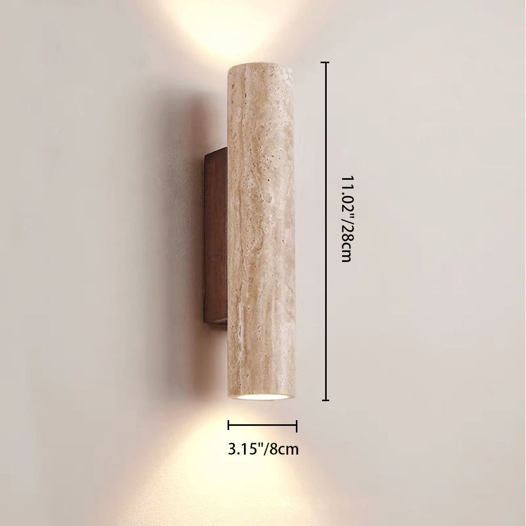 Nordivea Lampada da Parete in Travertino | Design Scandinavo | 2-Luci | Legno & Travertino
