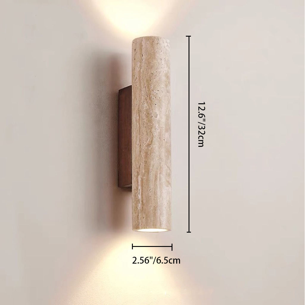 Nordivea Lampada da Parete in Travertino | Design Scandinavo | 2-Luci | Legno & Travertino