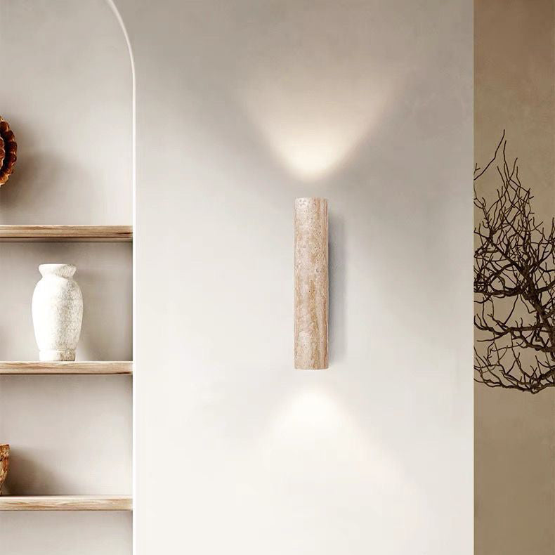 Nordivea Lampada da Parete in Travertino | Design Scandinavo | 2-Luci | Legno & Travertino