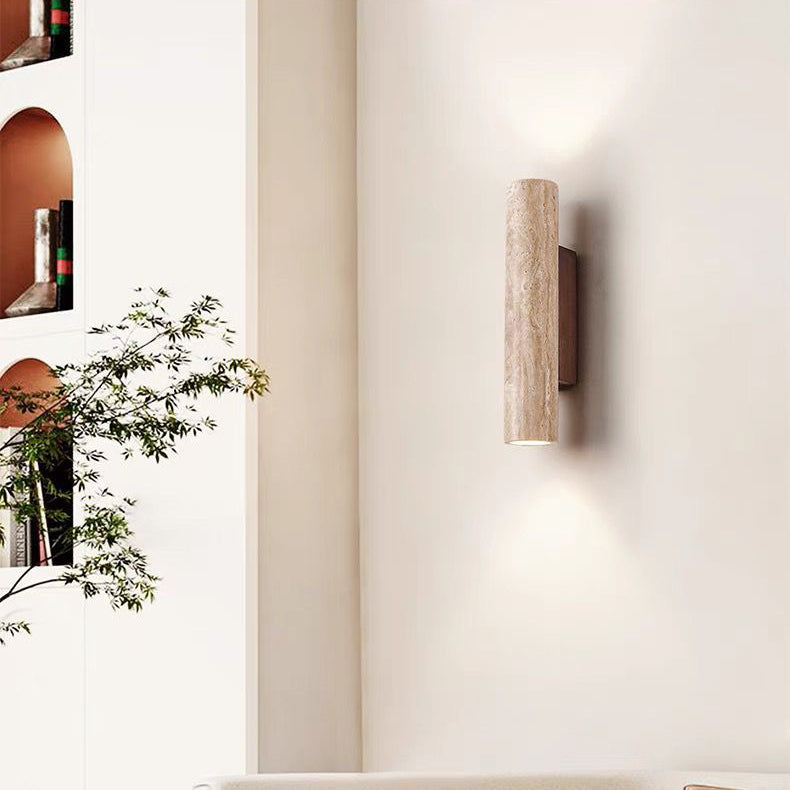 Nordivea Lampada da Parete in Travertino | Design Scandinavo | 2-Luci | Legno & Travertino