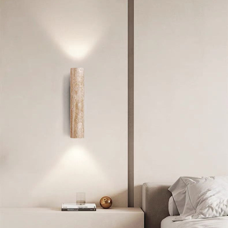 Nordivea Lampada da Parete in Travertino | Design Scandinavo | 2-Luci | Legno & Travertino