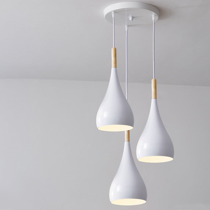 Nordic Iron Wood Aluminum Pumpkin Water Drop 1-Light Pendant Light for Dining Room