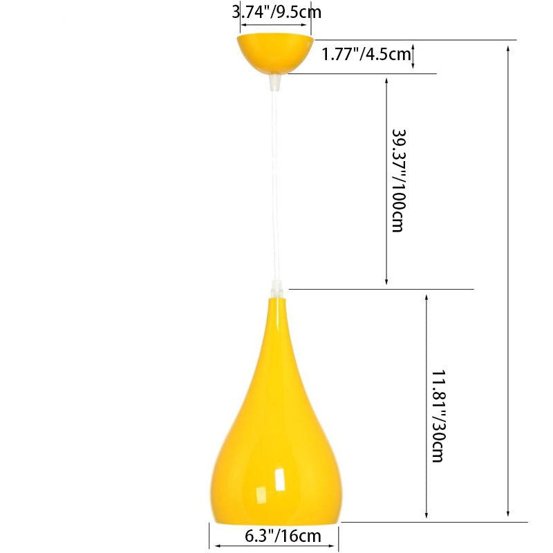 Nordic Iron Wood Aluminum Pumpkin Water Drop 1-Light Pendant Light for Dining Room