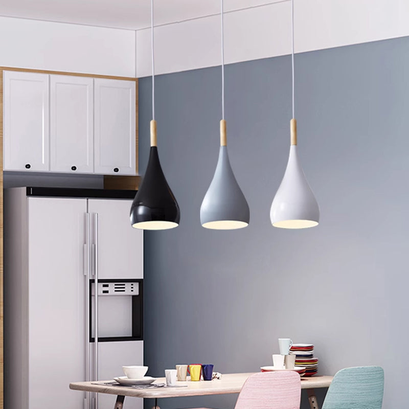 Nordic Iron Wood Aluminum Pumpkin Water Drop 1-Light Pendant Light for Dining Room