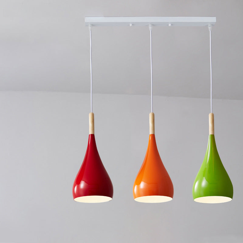 Nordic Iron Wood Aluminum Pumpkin Water Drop 1-Light Pendant Light for Dining Room