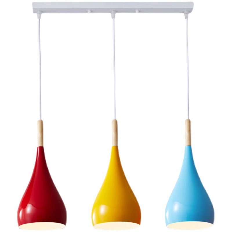 Nordic Iron Wood Aluminum Pumpkin Water Drop 1-Light Pendant Light for Dining Room