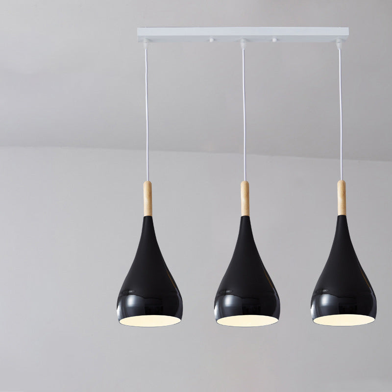 Nordic Iron Wood Aluminum Pumpkin Water Drop 1-Light Pendant Light for Dining Room
