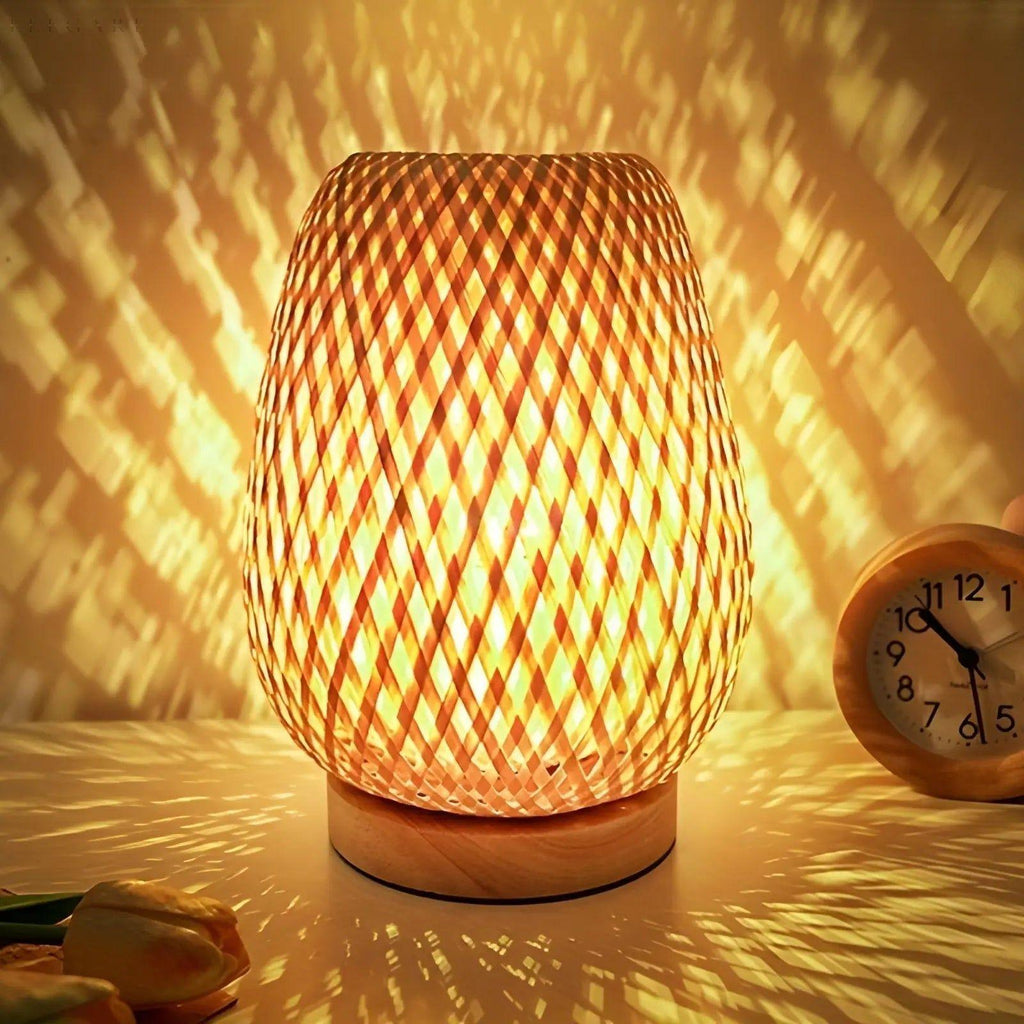 Aura Lampada - Lampada da Tavolo USB Alimentata in Bambù per la Camera da Letto