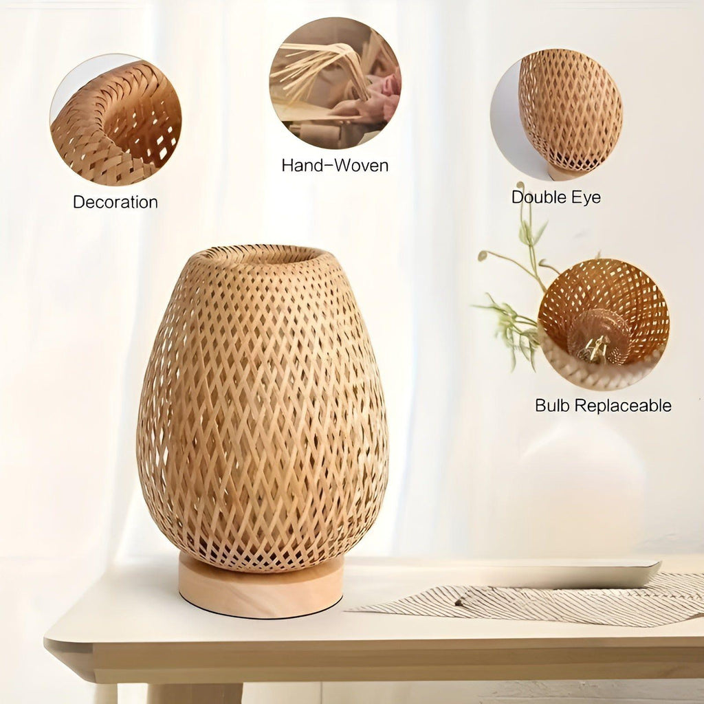 Aura Lampada - Lampada da Tavolo USB Alimentata in Bambù per la Camera da Letto