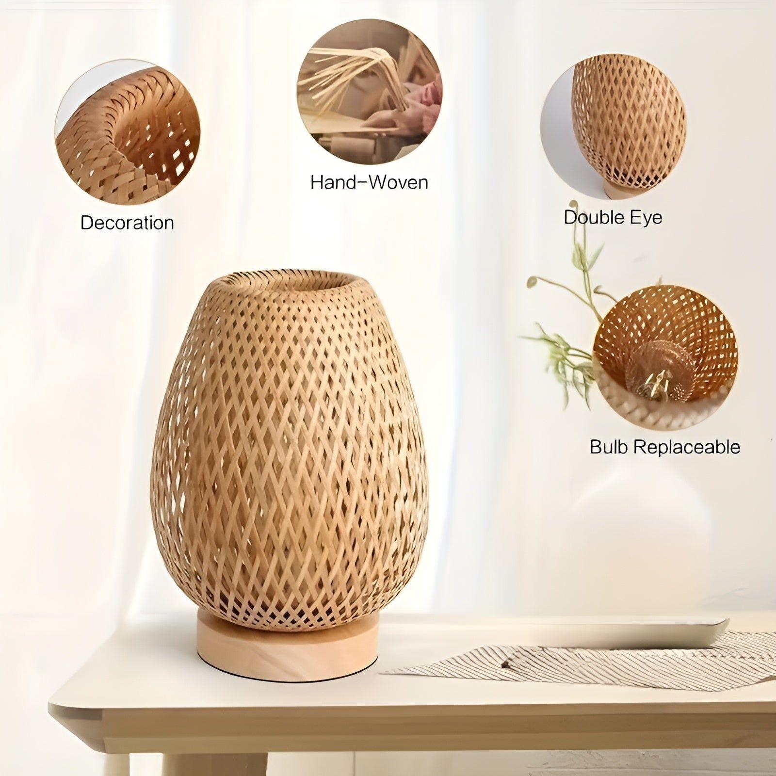 Aura Lampada - Lampada da Tavolo USB Alimentata in Bambù per la Camera da Letto