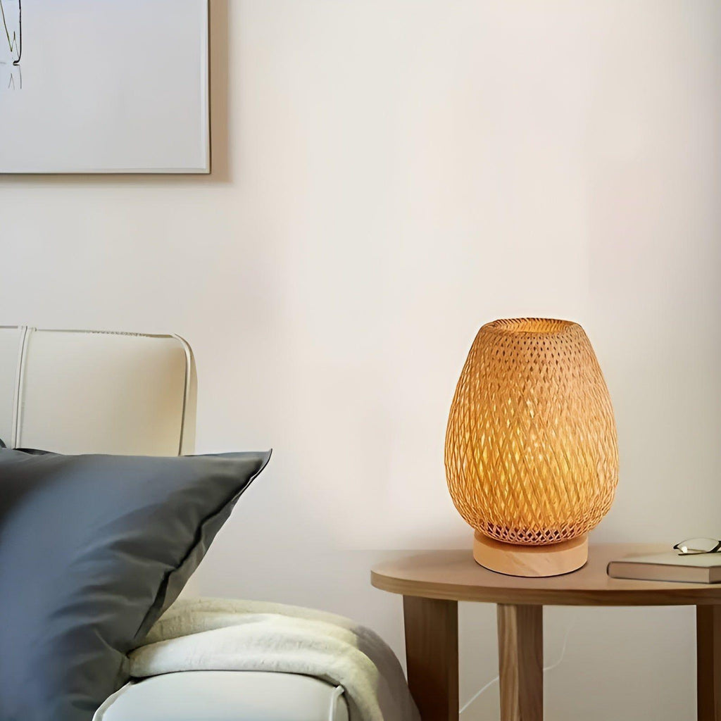 Aura Lampada - Lampada da Tavolo USB Alimentata in Bambù per la Camera da Letto
