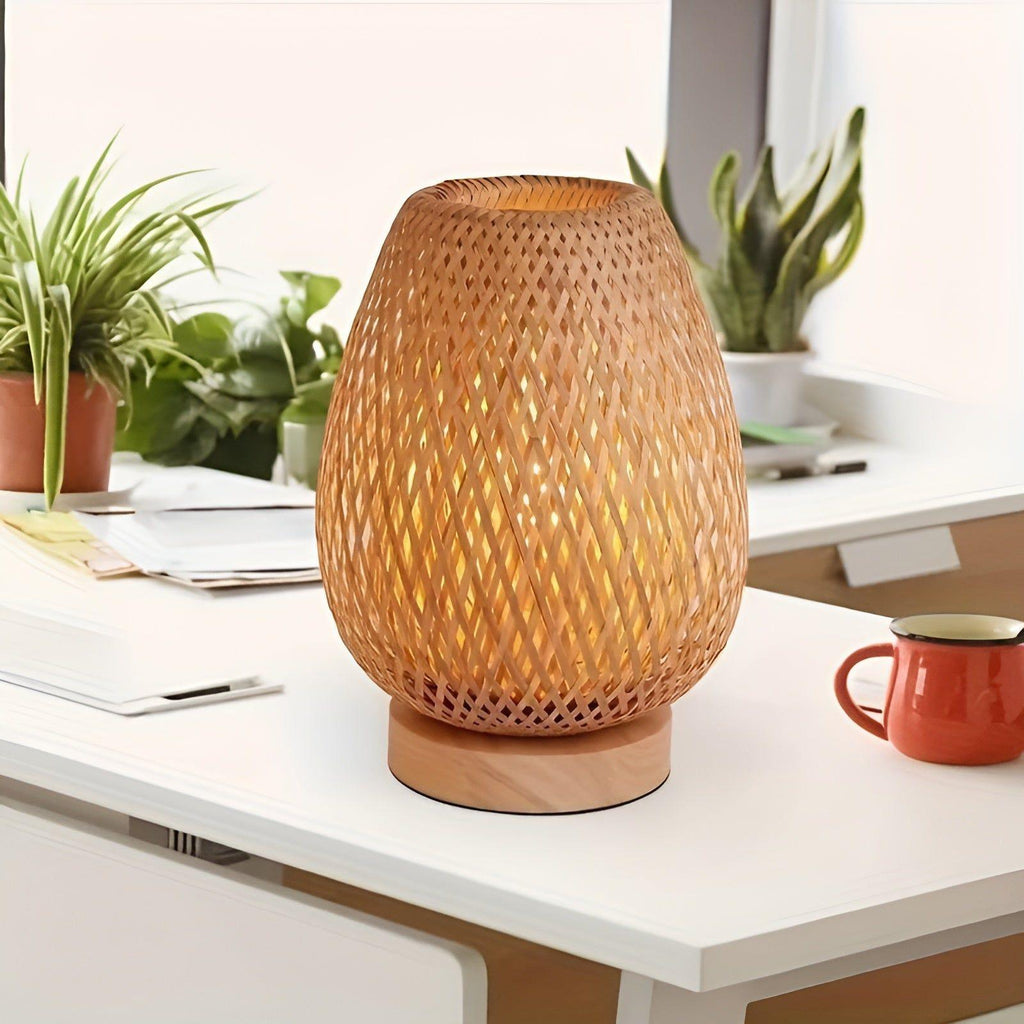 Aura Lampada - Lampada da Tavolo USB Alimentata in Bambù per la Camera da Letto