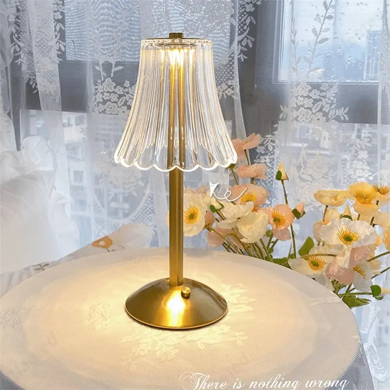 Lampada da tavolo wireless con decorazione in cristallo e illuminazione dimmerabile - GlamLight